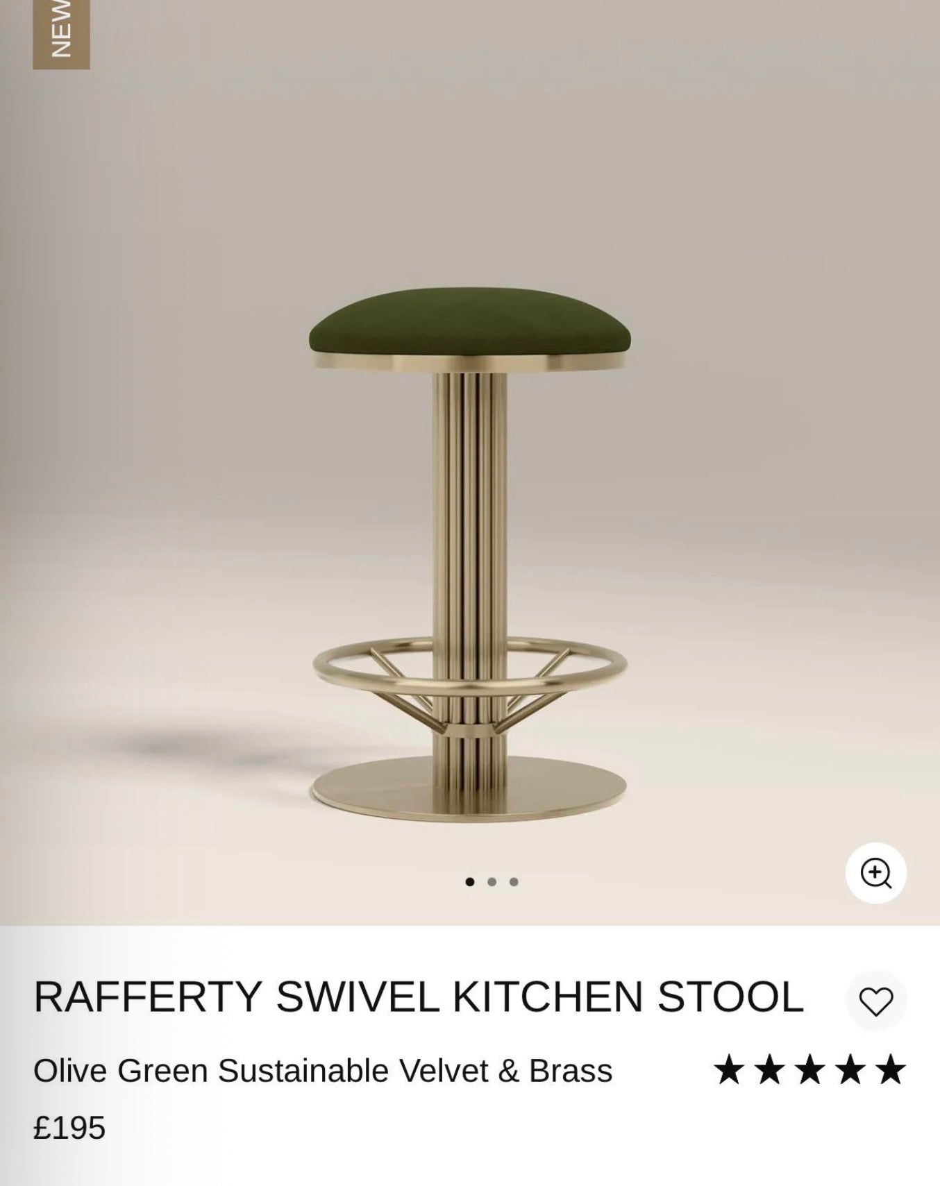 Olive Green Kitchen Stools x3