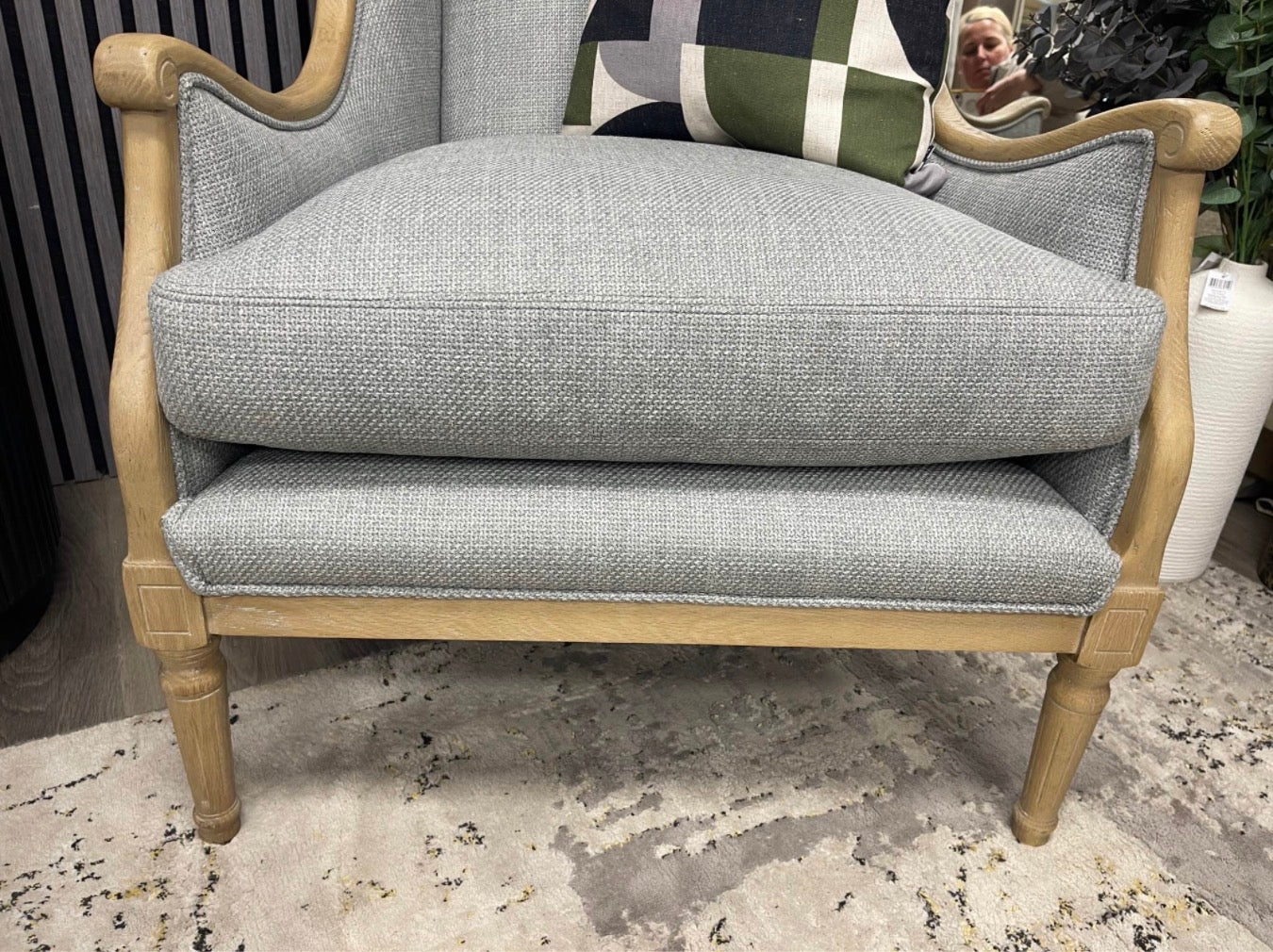 Windsor Oak French Style  Armchair In Swedish Grey