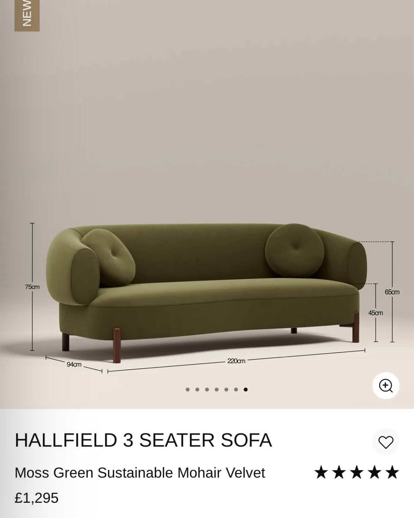 Mohair Velvet 3 Seater Sofa