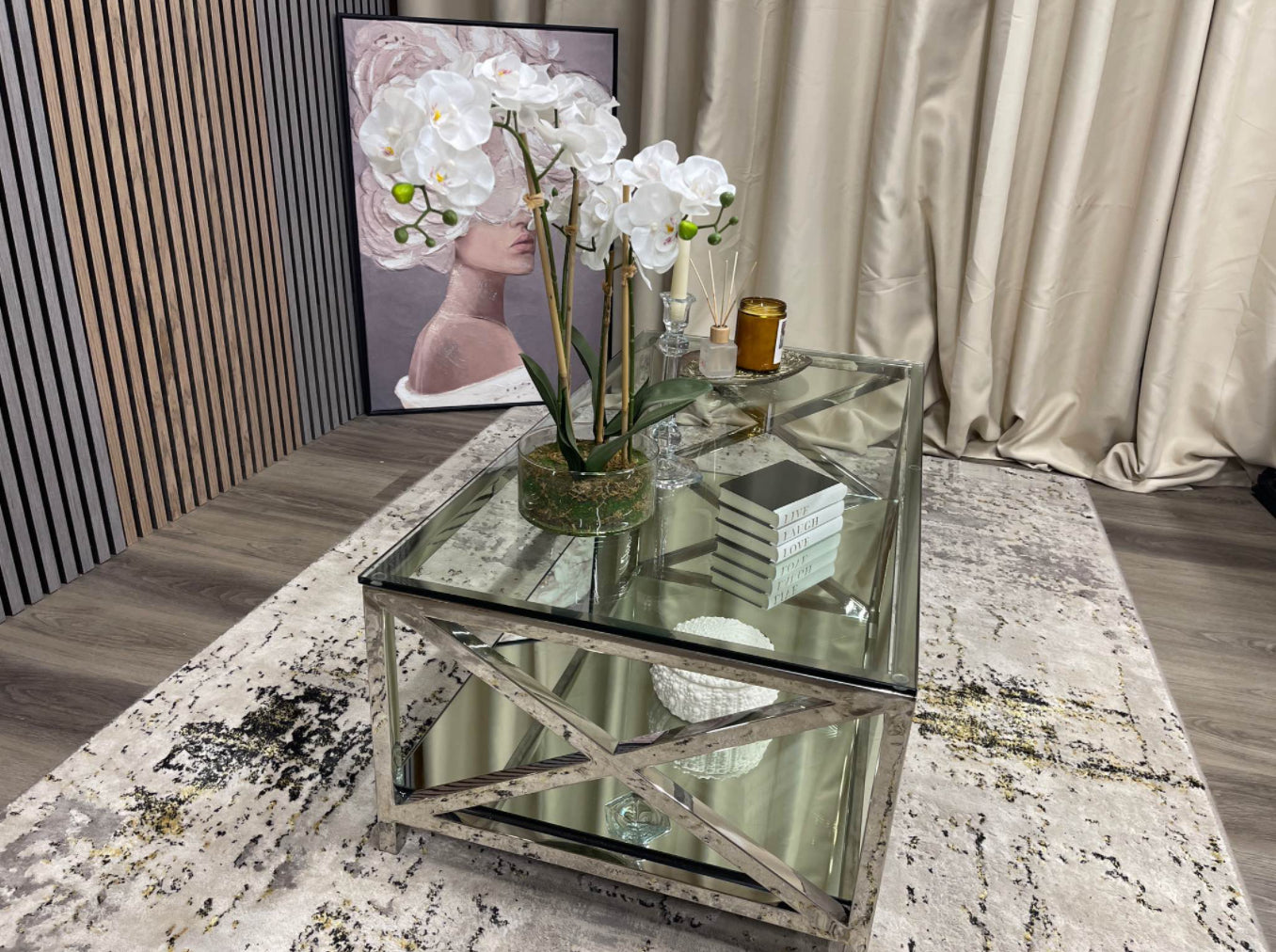 Glass And Chrome Coffee Table