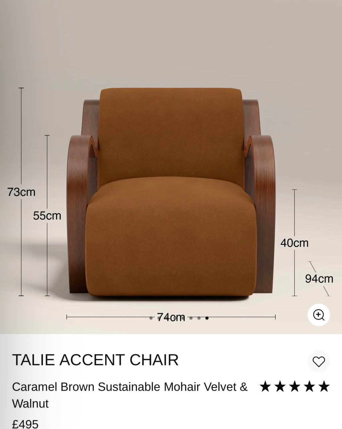 Caramel Mohair Velvet Armchair