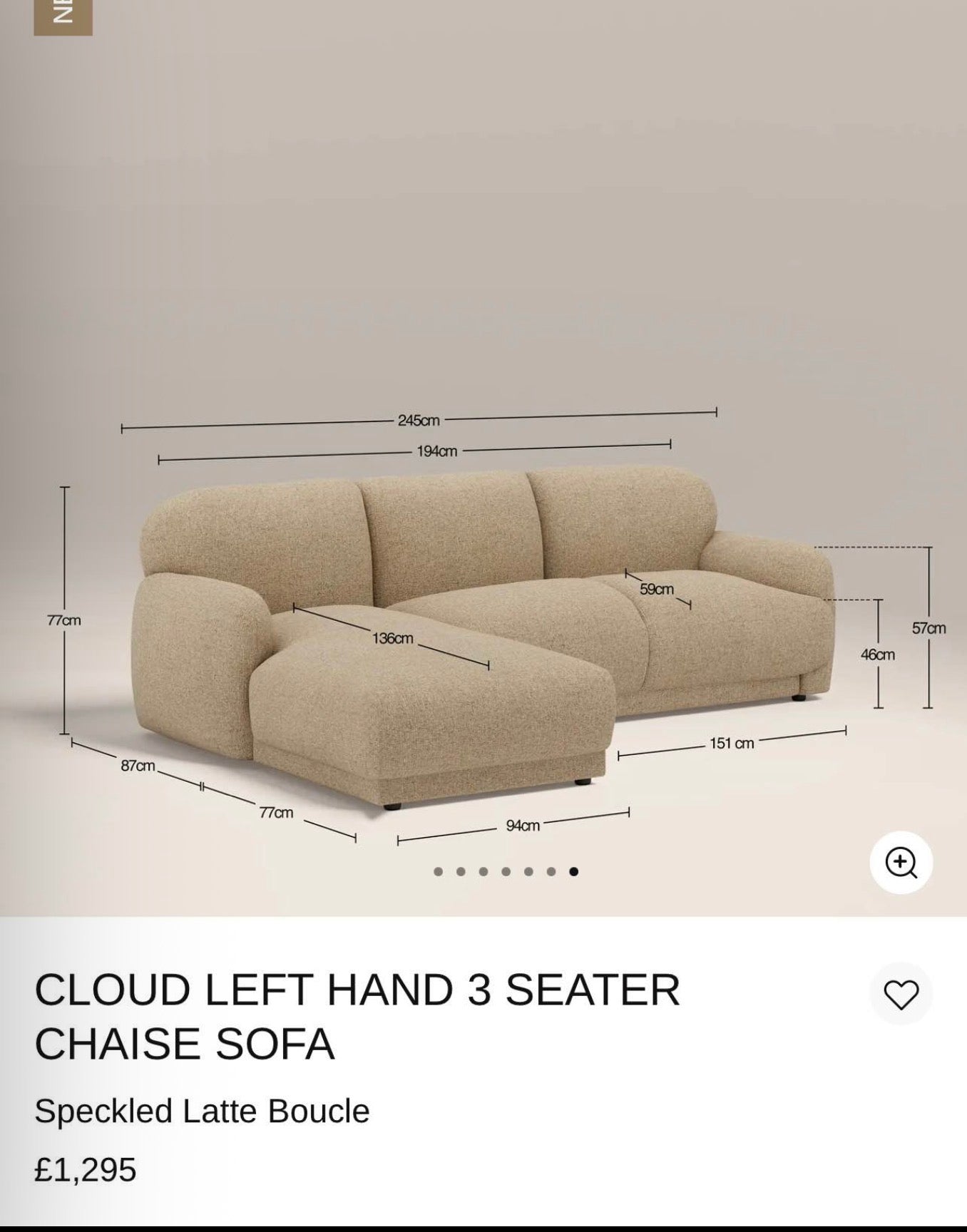Cloud Left Hand Corner Sofa