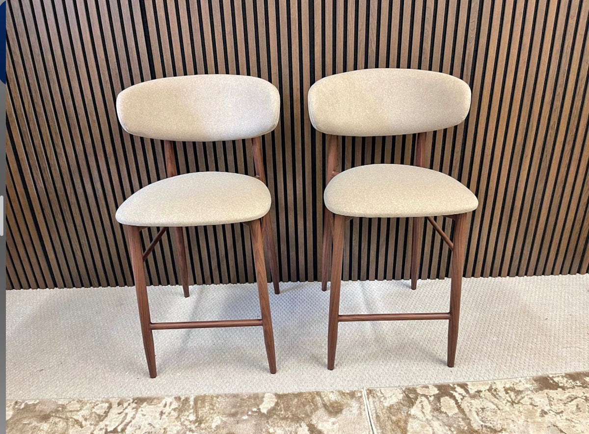 Halston Mohair Velvet Kitchen Stools X2