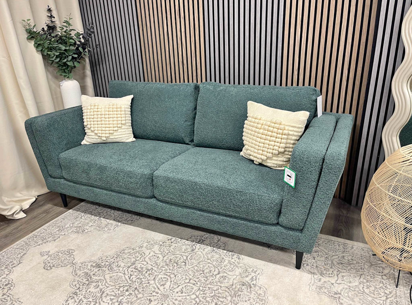 Teal Boucle 3 Seater Sofa