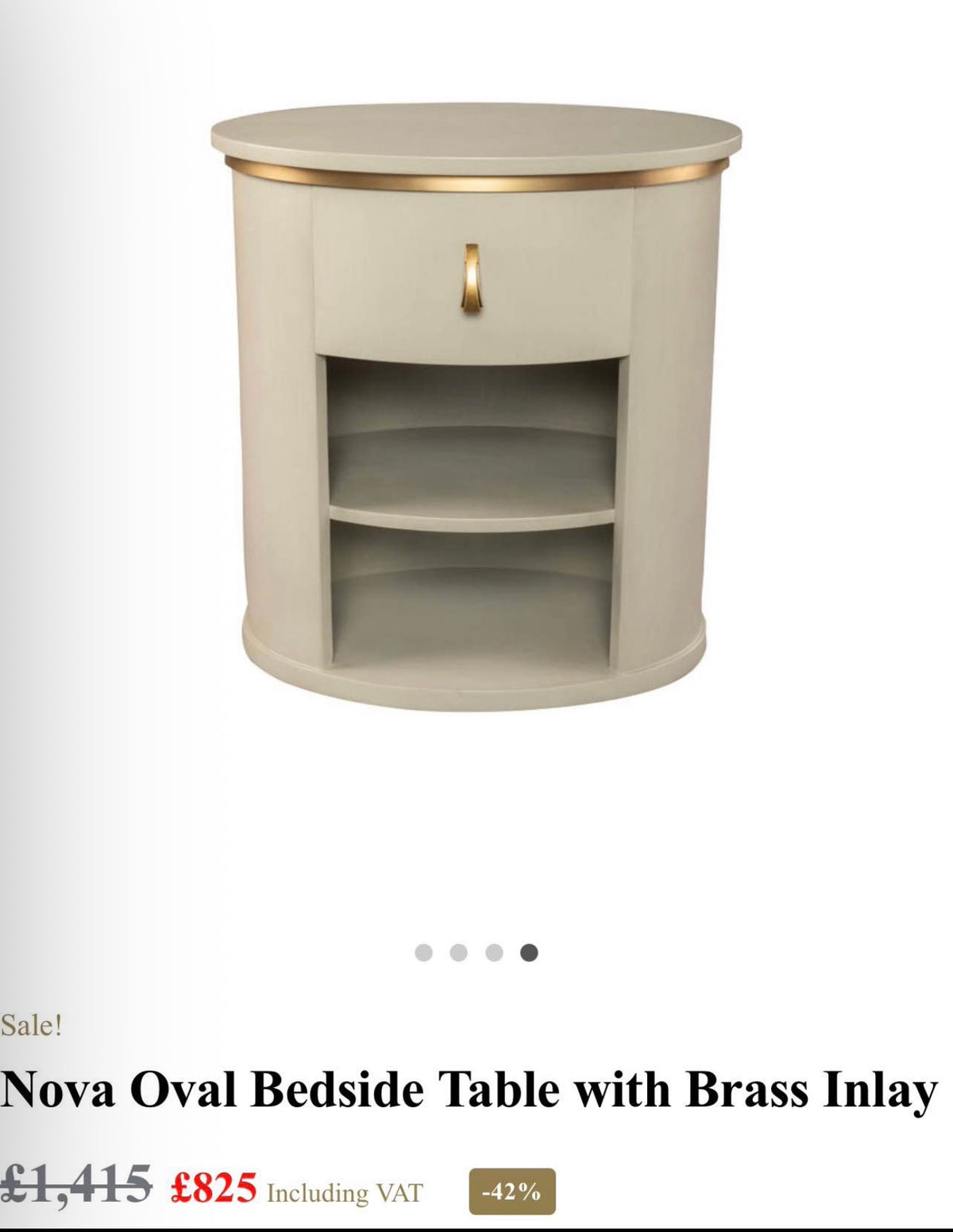 Set Of 2 Light Grey Nova Oval Bedside Tables