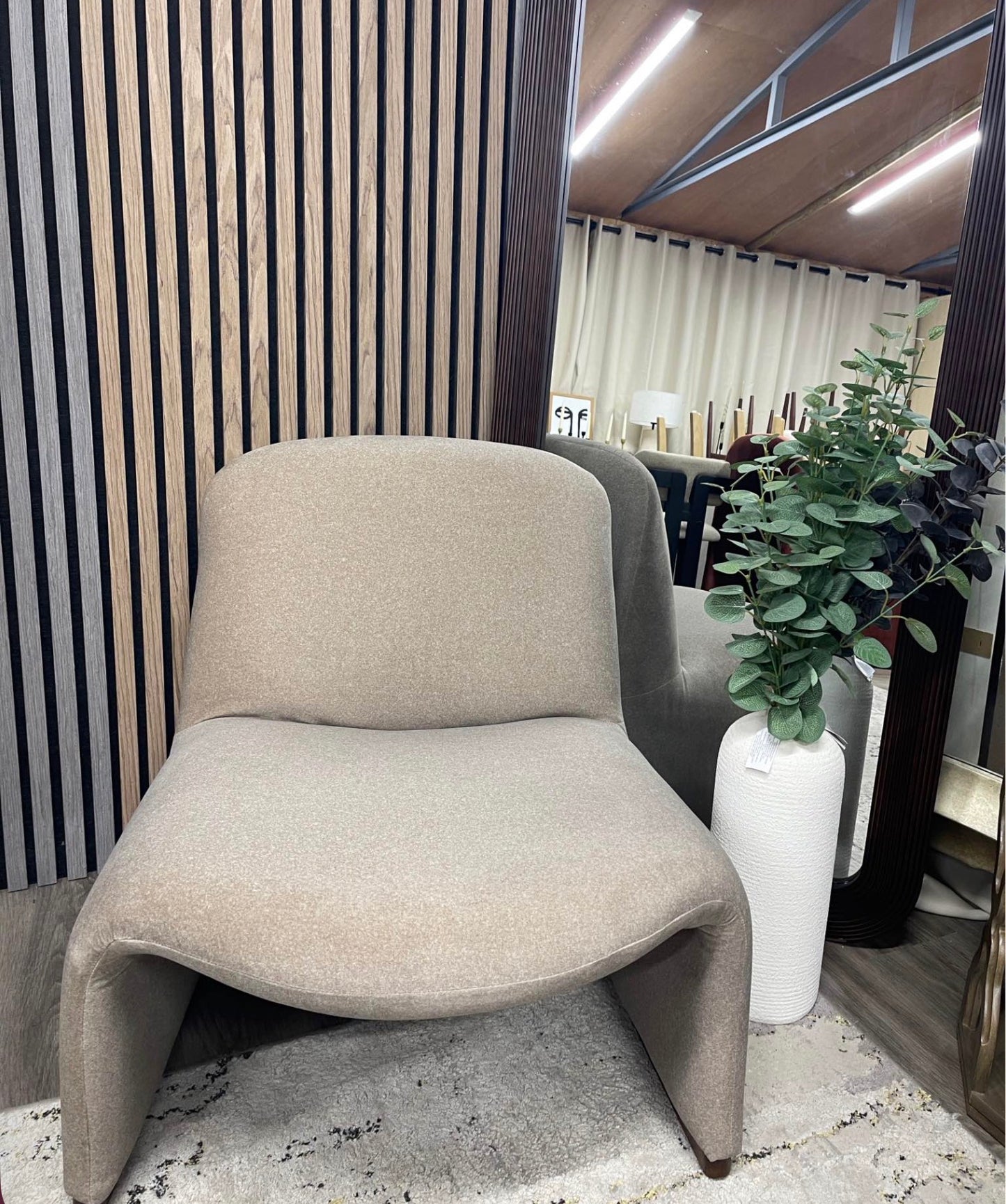 Arlet Truffle Brown Mohair Velvet Accent Chair