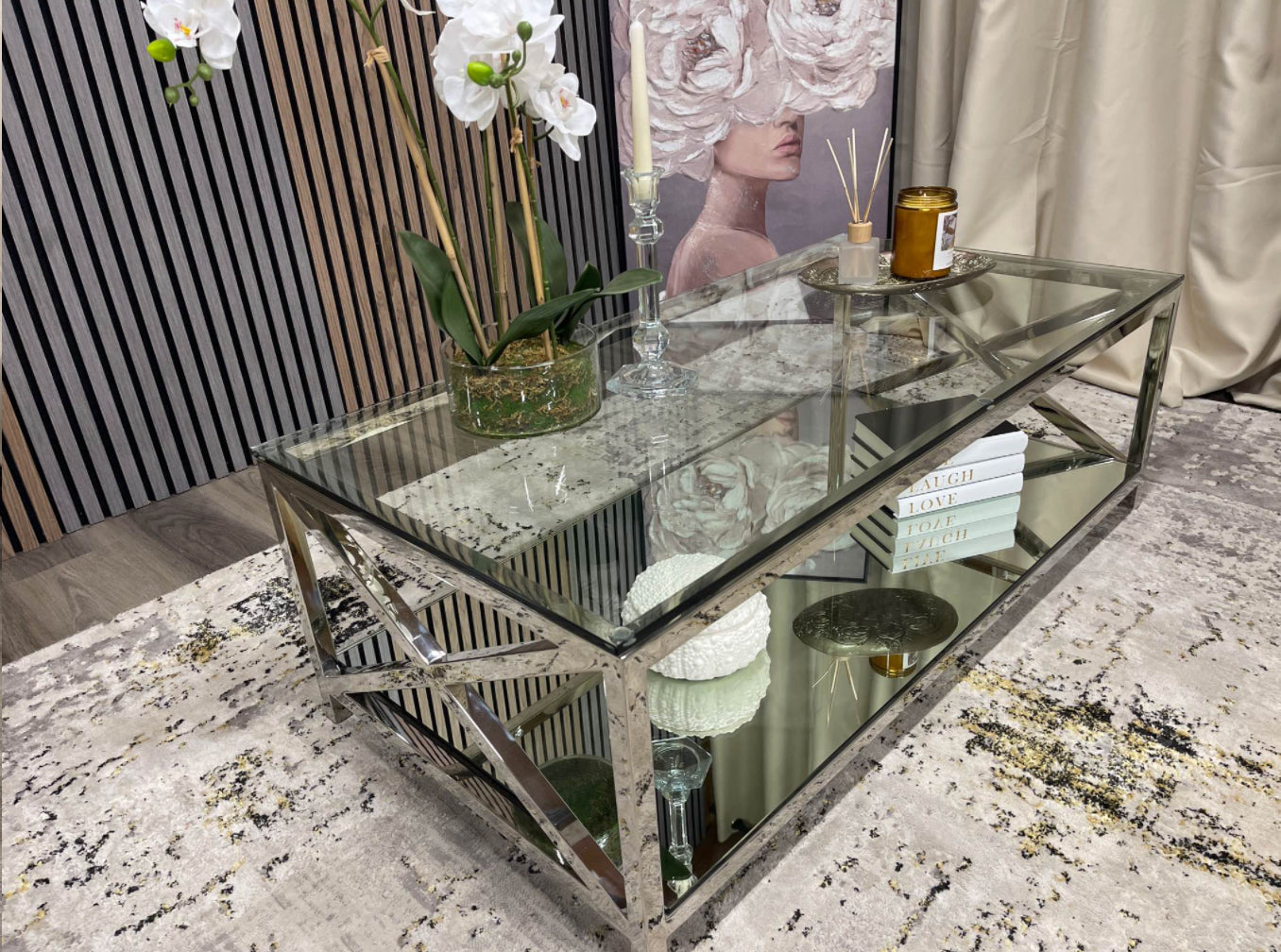 Glass And Chrome Coffee Table