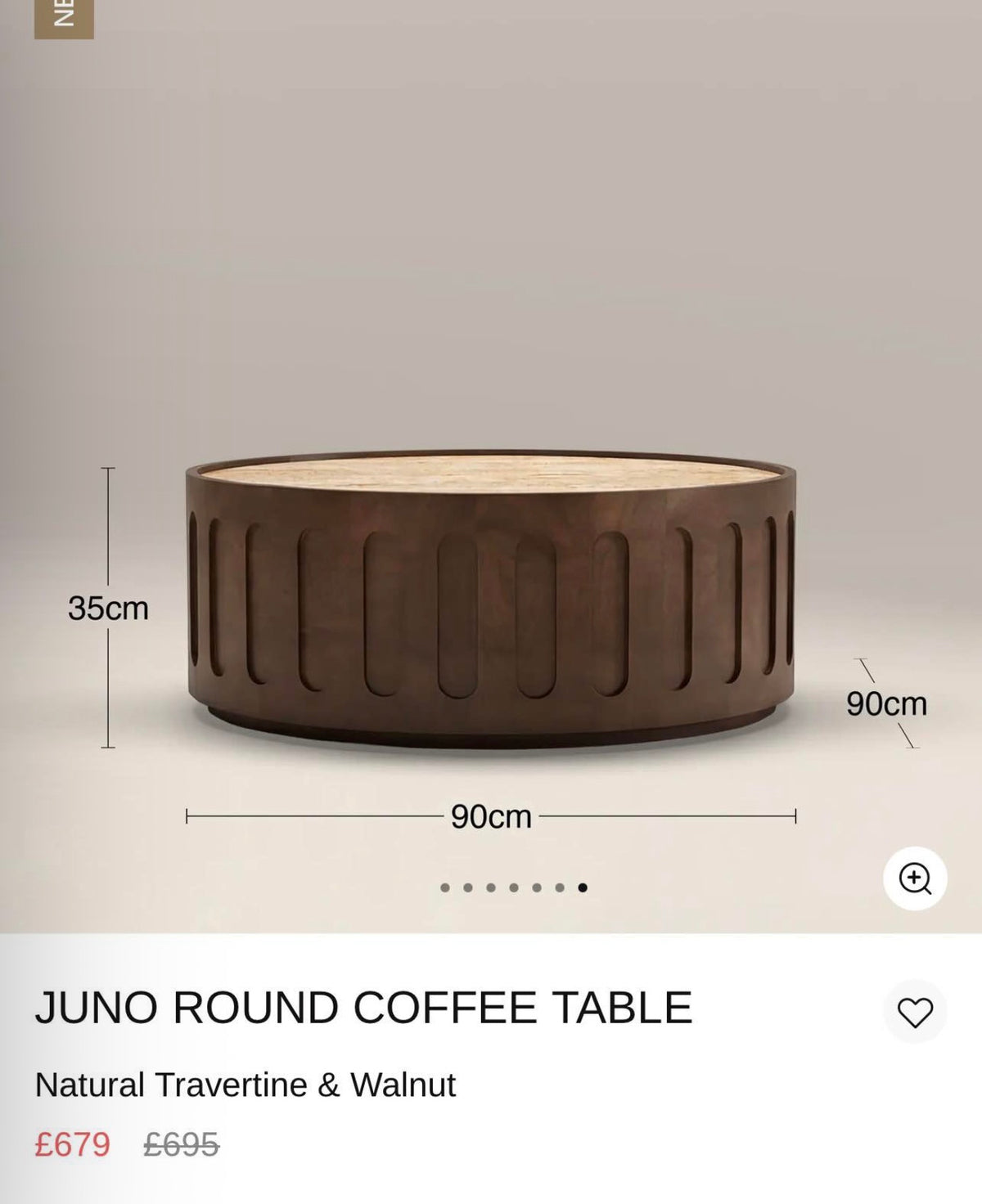 Natural Travertine&Walnut Coffee Table