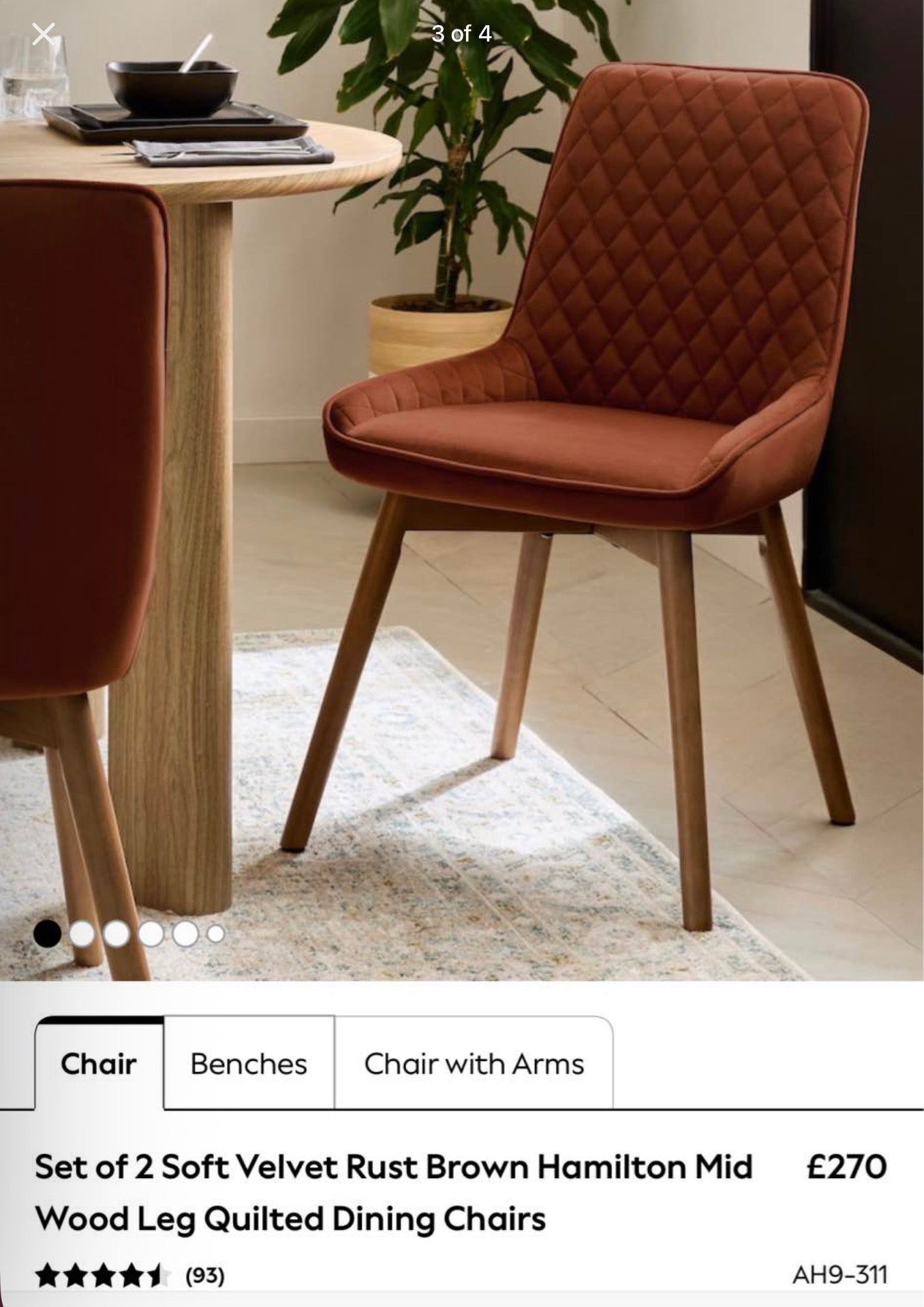 Set Of 2 Next Hamilton Dining Chairs