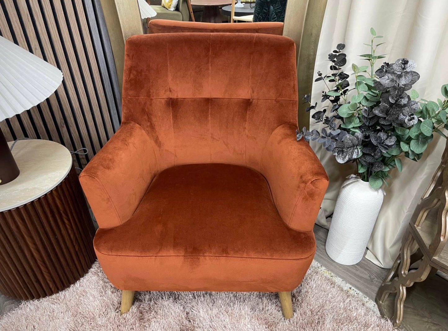 Next Soft Velvet Rust Brown Carter Accent Chair