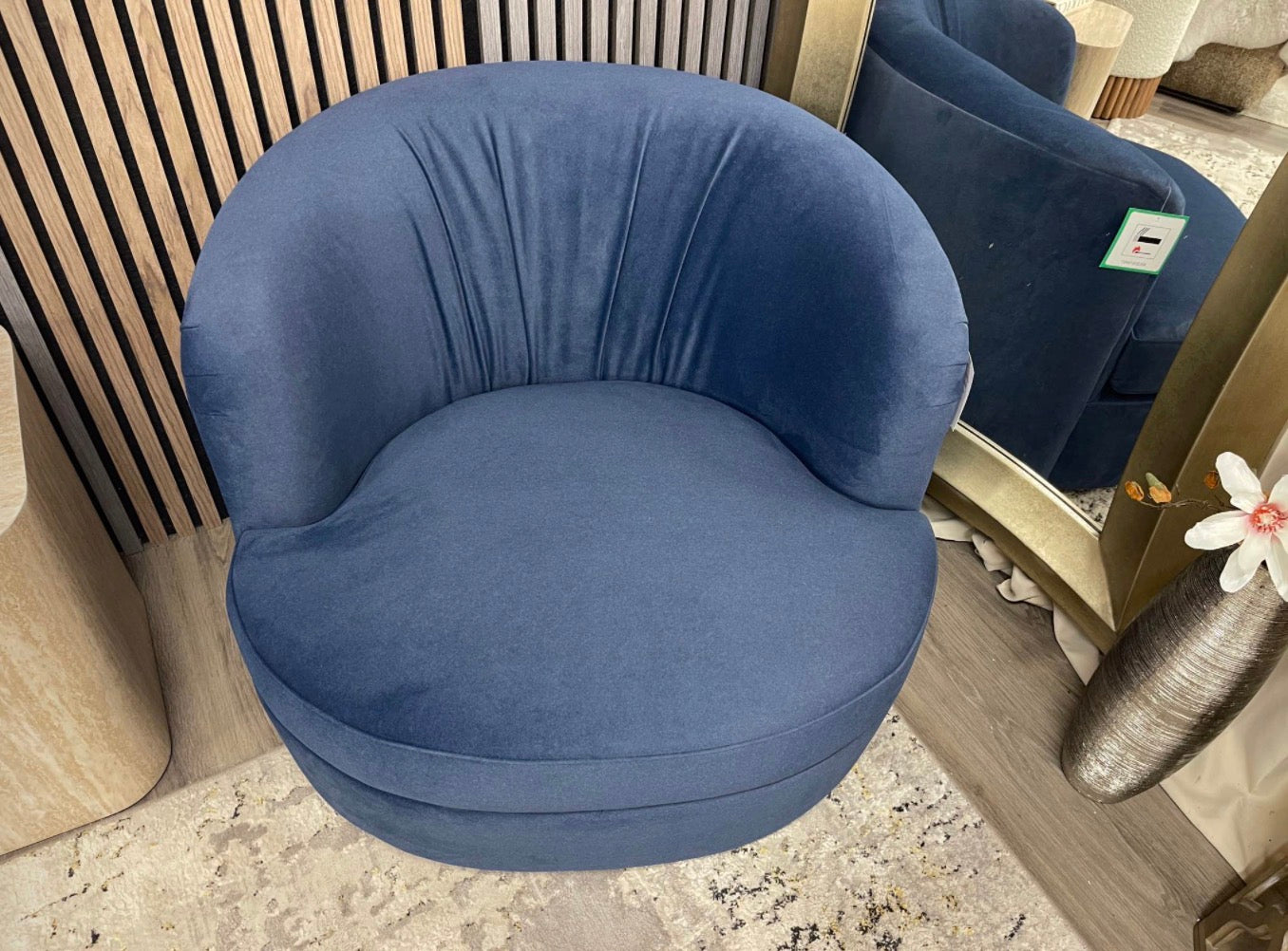 Portland Mohair Ocean Blue Accent Chair