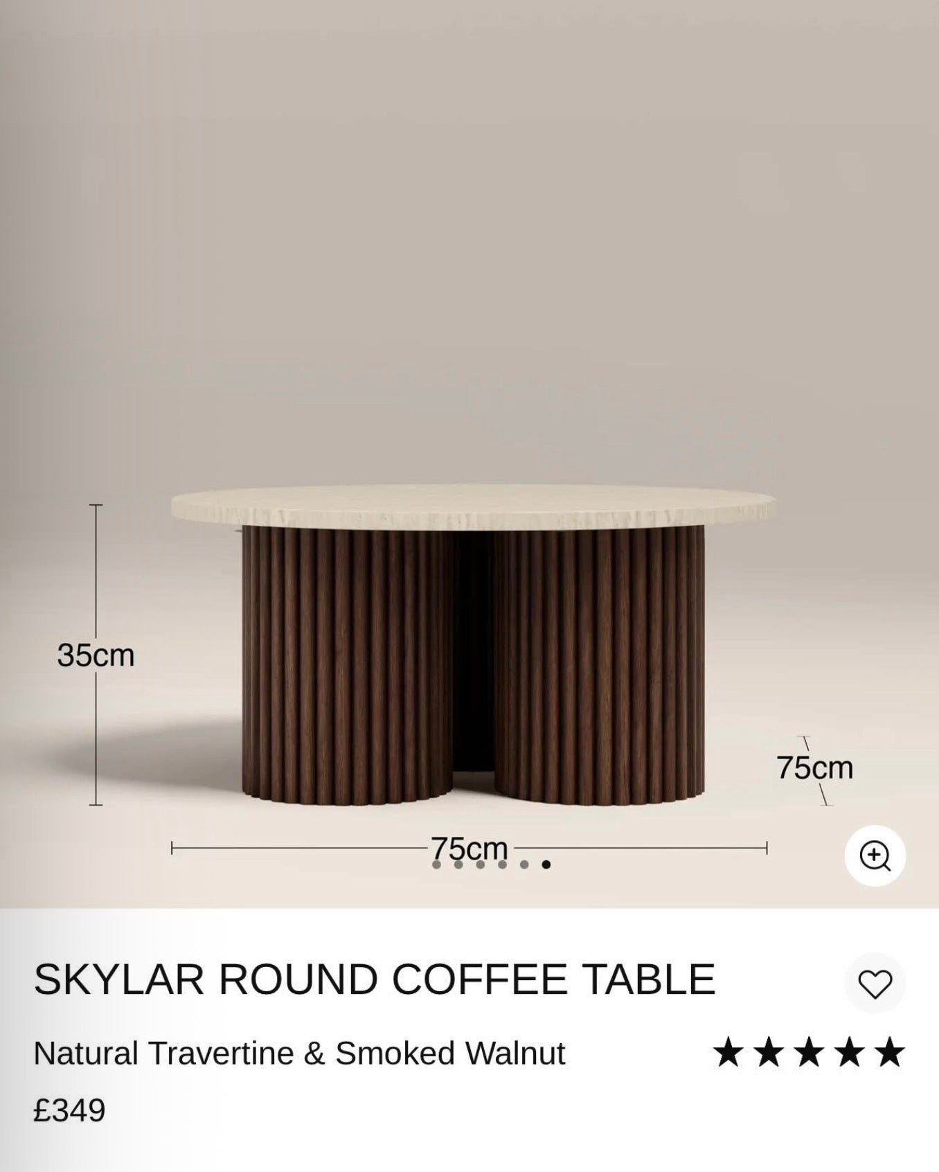 Natural Travertine Skylar Round Coffee Table
