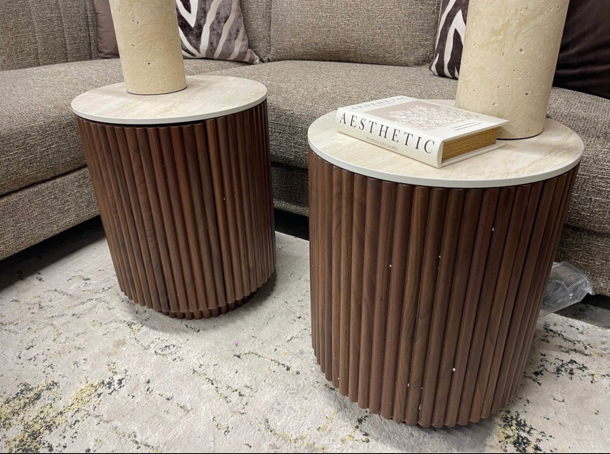Set Of 2 Bedside Tables With Stone Top
