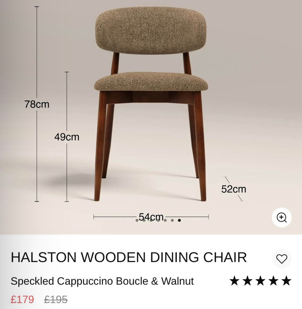 Halston Cappuccino Speckled Boucle Dining Chairs x4