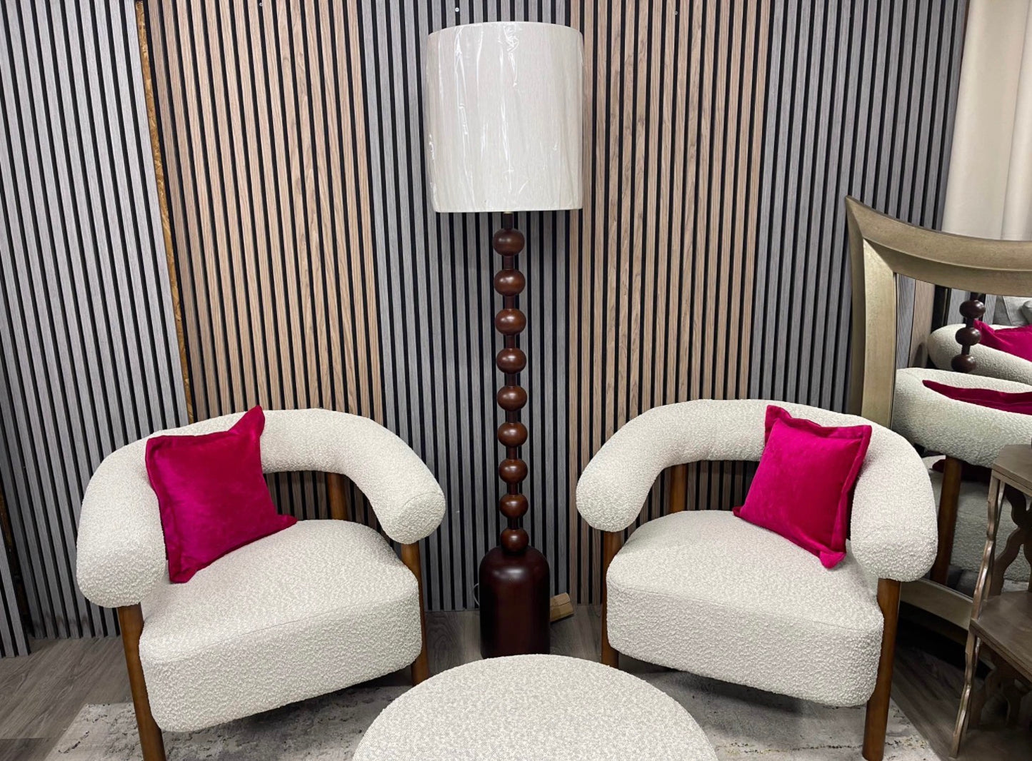 Set of 2 Speckled Stone Boucle Accent Chairs