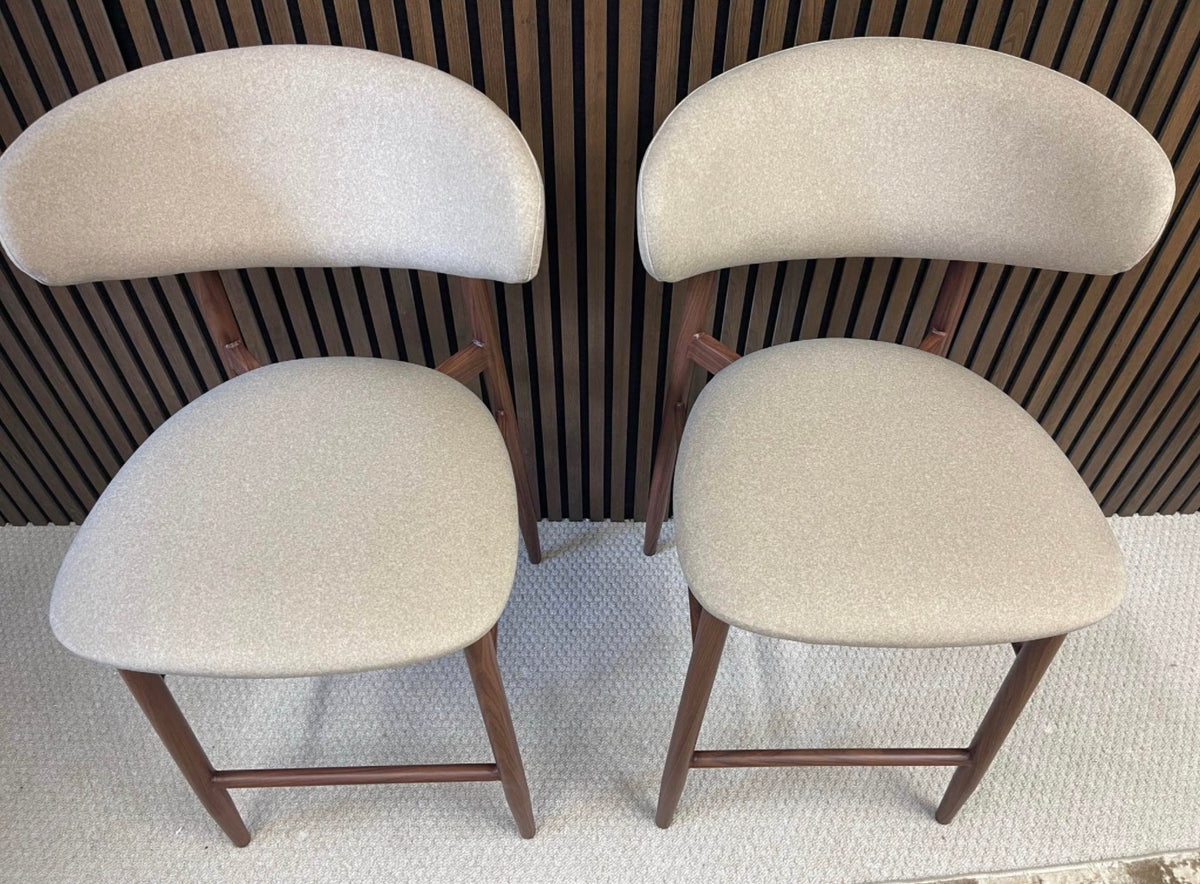 Halston Mohair Velvet Kitchen Stools X2