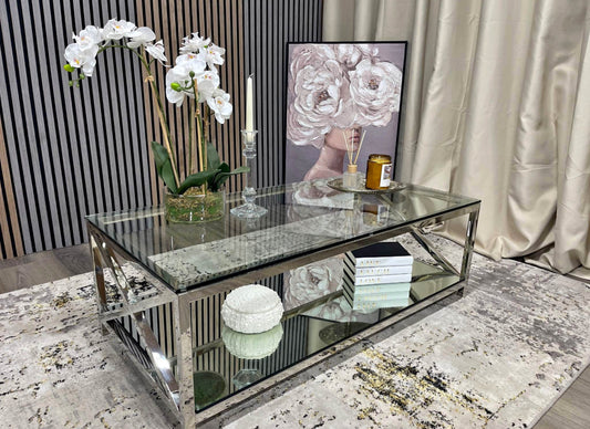 Glass And Chrome Coffee Table