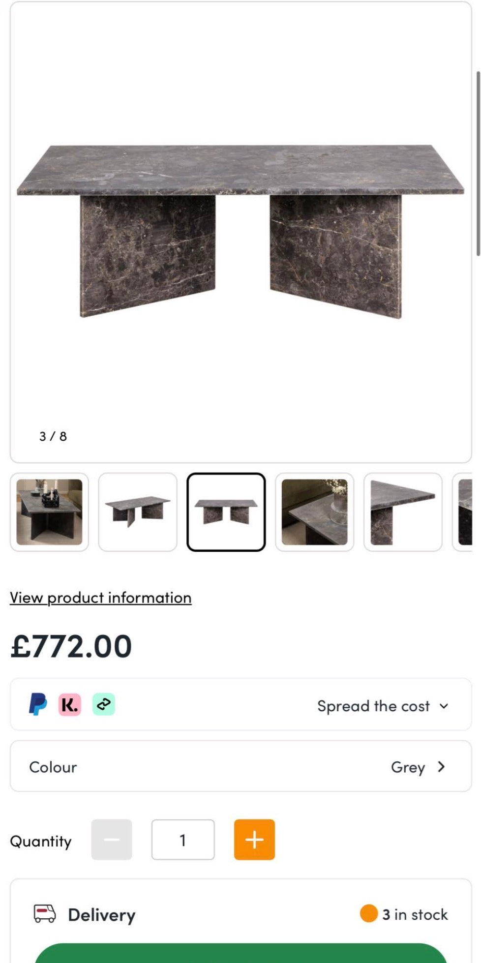 Vega Rectangle Black Marble Coffee Table