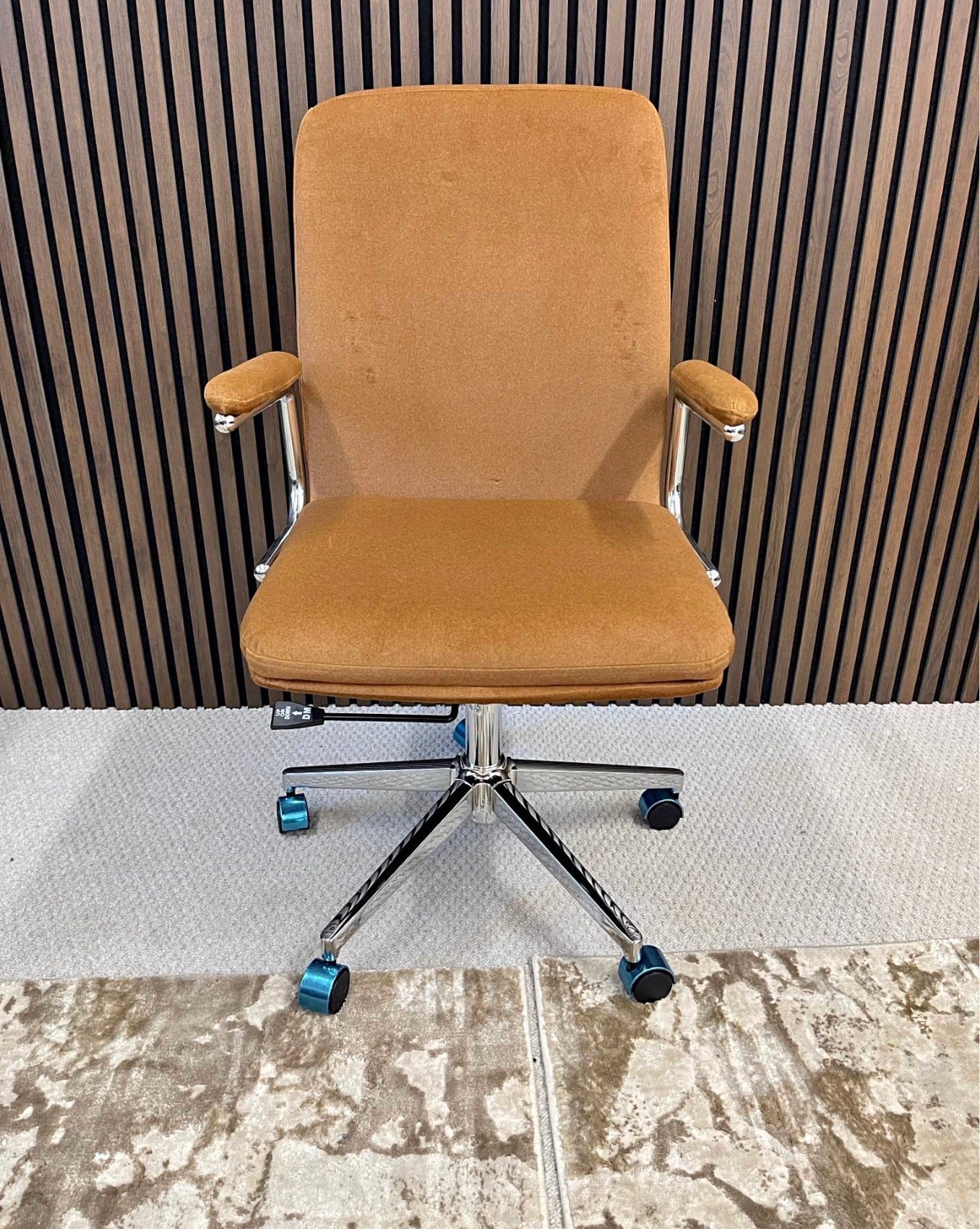 Caramel Brown Mohair Velvet Office Chair
