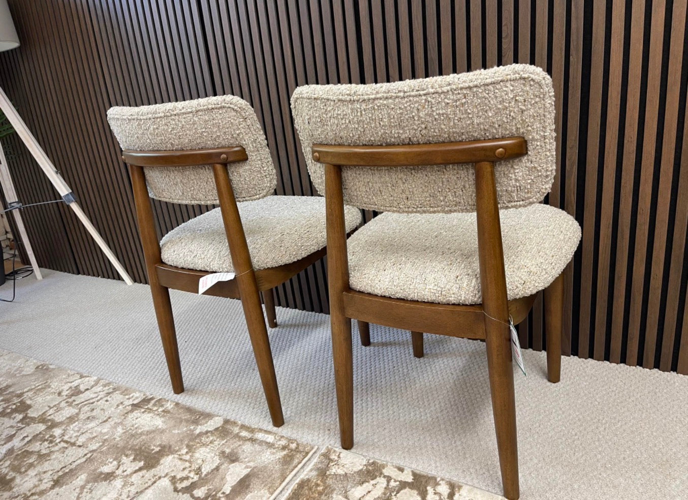 Next Tweedy Boucle Mink Dining Chairs x2