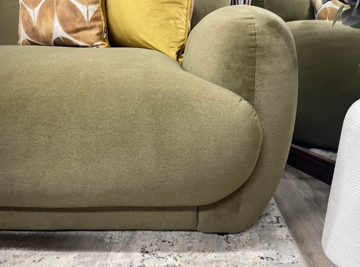 Cloud Moss Green Velvet 3 Seater Sofa