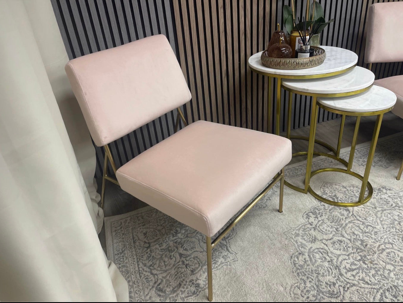 Blush Pink Velvet Accent Chair