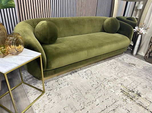 Valentin Moss Green Velvet 3 Seater Sofa