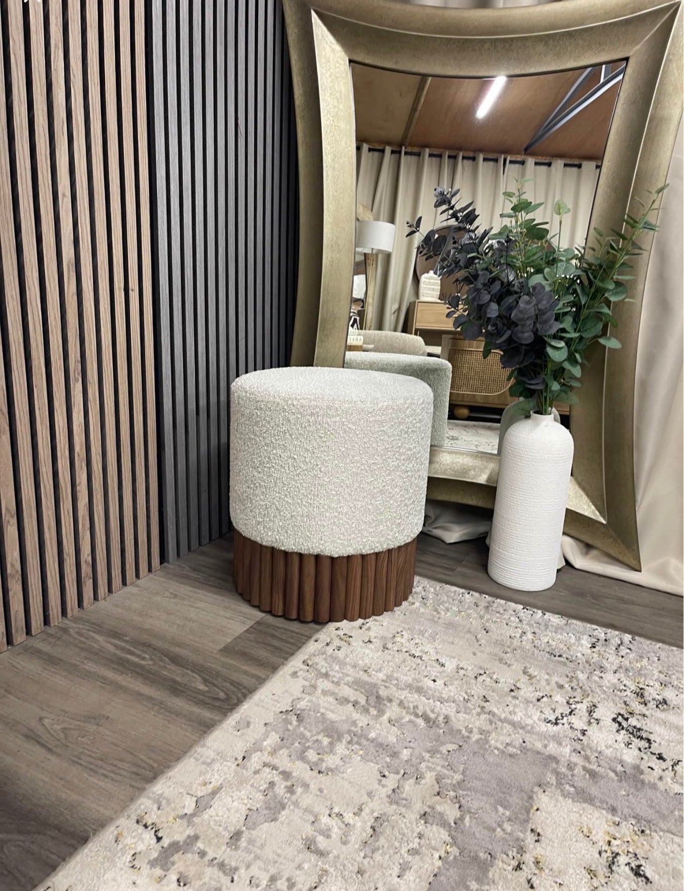 Speckled Stone Boucle Pouffe