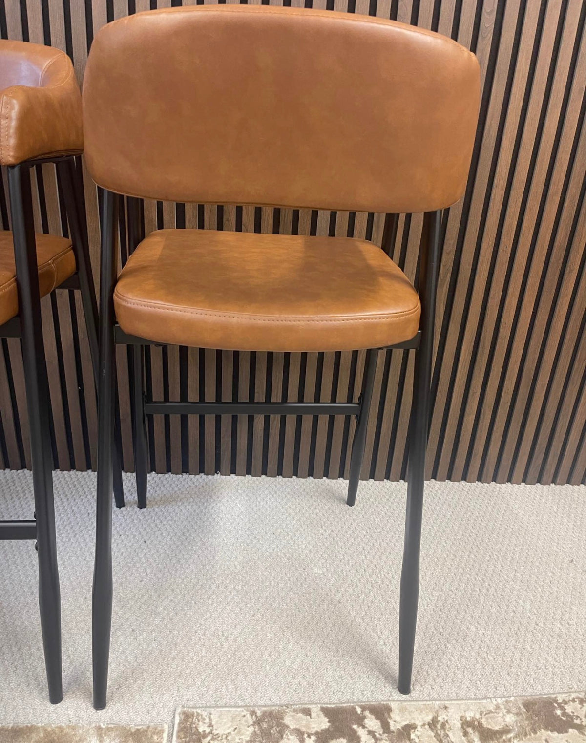 Presley Tan Faux Leather Kitchen Stools x2