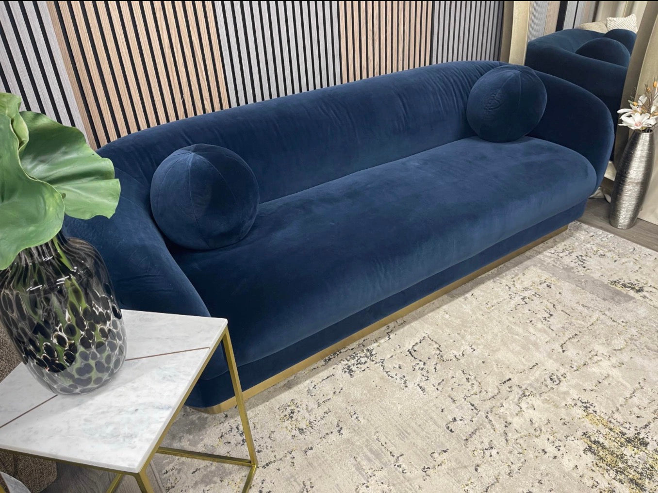 Royal Blue Velvet Valentin 3 Seater Sofa
