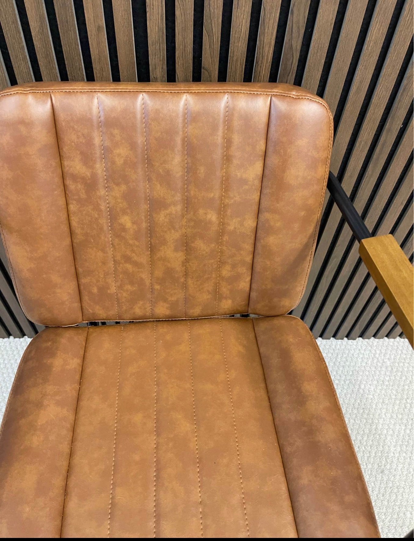 Vintage Tan Faux Leather Office Chair