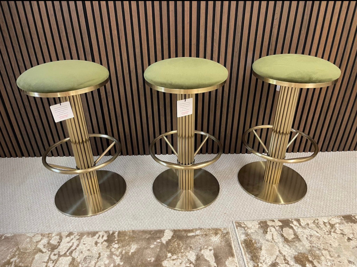 Olive Green Kitchen Stools x3