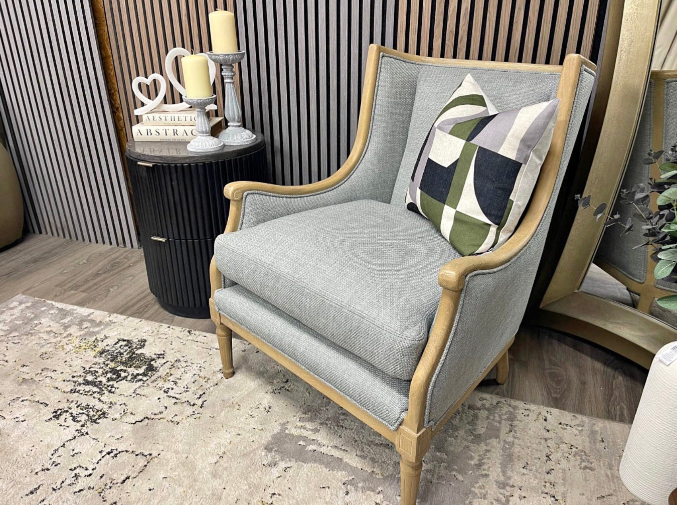 Windsor Oak French Style  Armchair In Swedish Grey