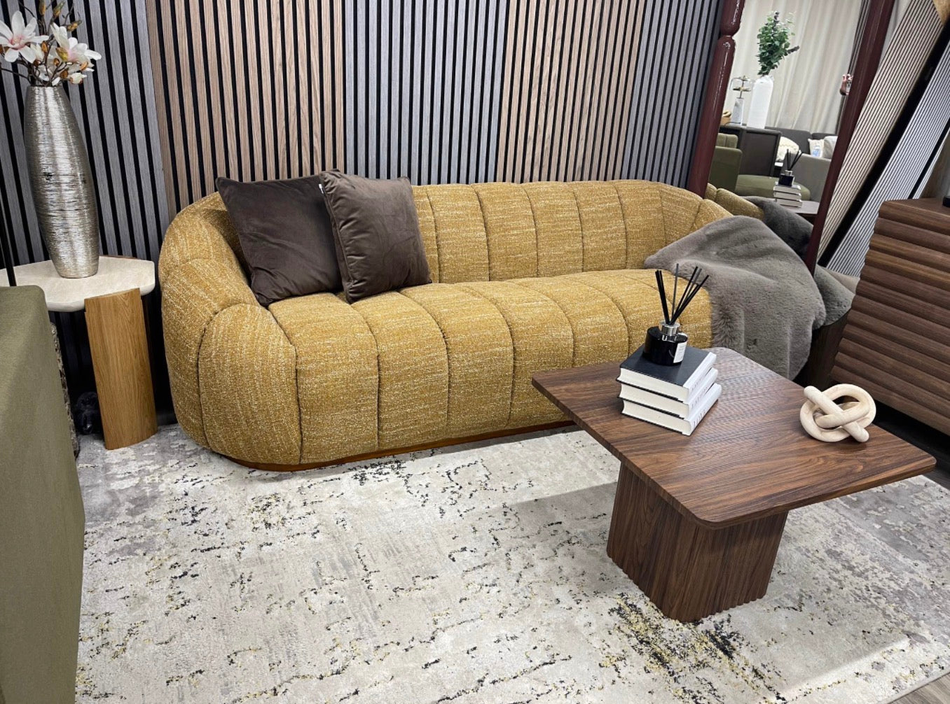 Ivy Speckled Honey Boucle 3 Seater Sofa