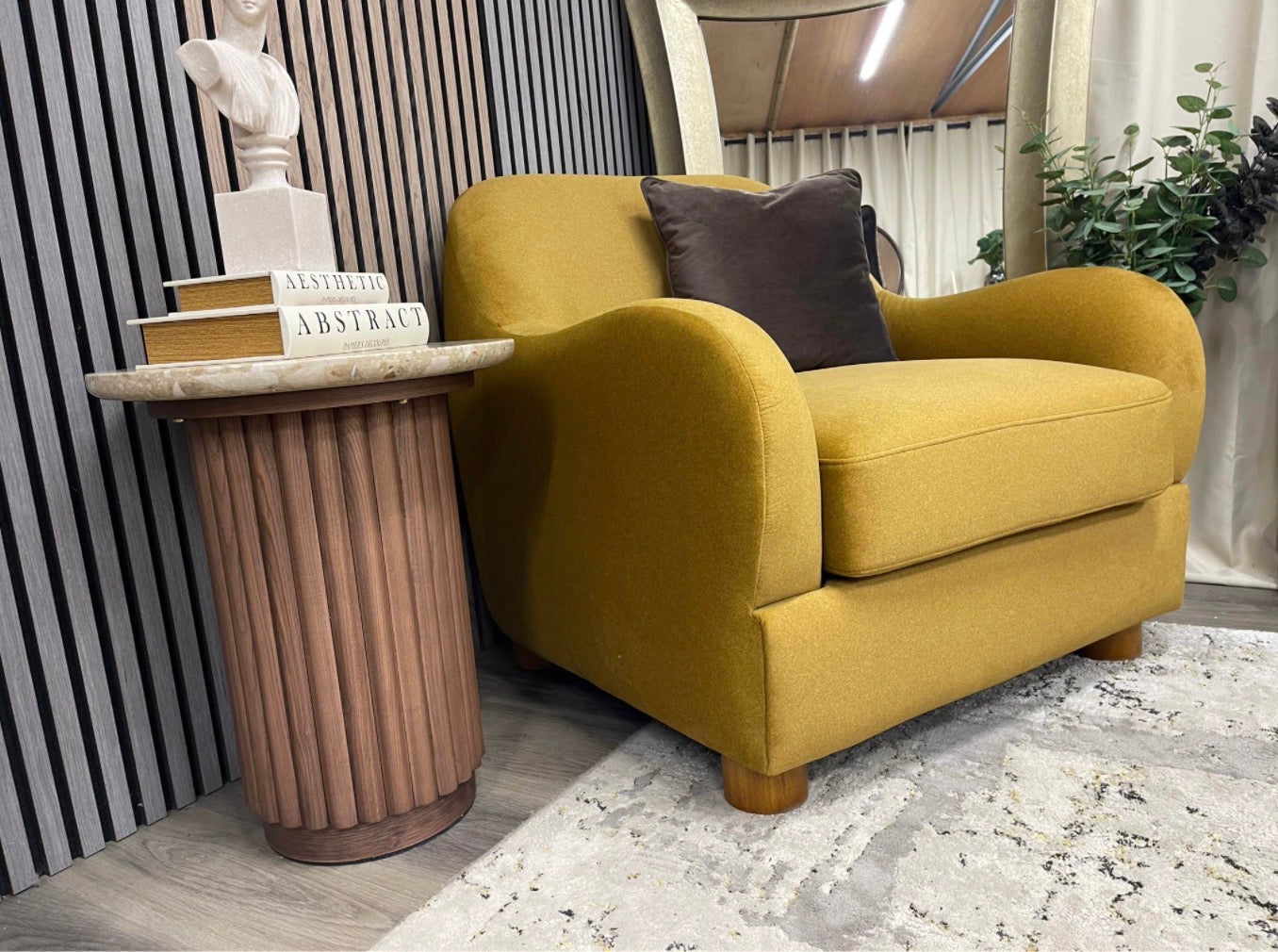 Mohair Mustard Accent Chair