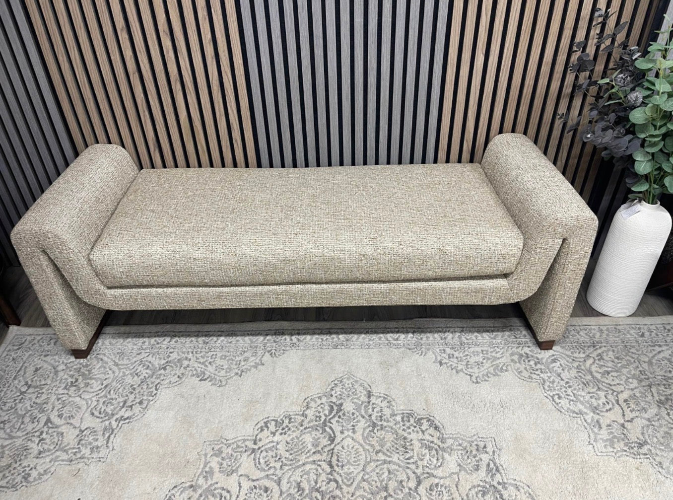 Bennett Speckled Latte Boucle Bench