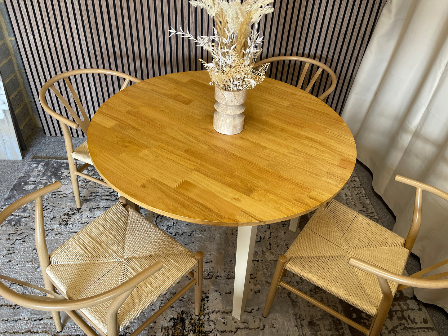 4 Wishbone chairs and dining table