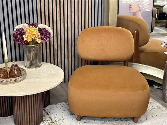 Didsbury Caramel Brown Mohair and Walnut Accent Chair