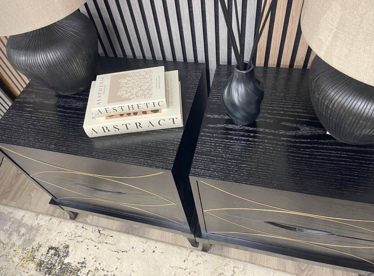 Set Of 2 Blair Black 2 Drawer Bedside Tables