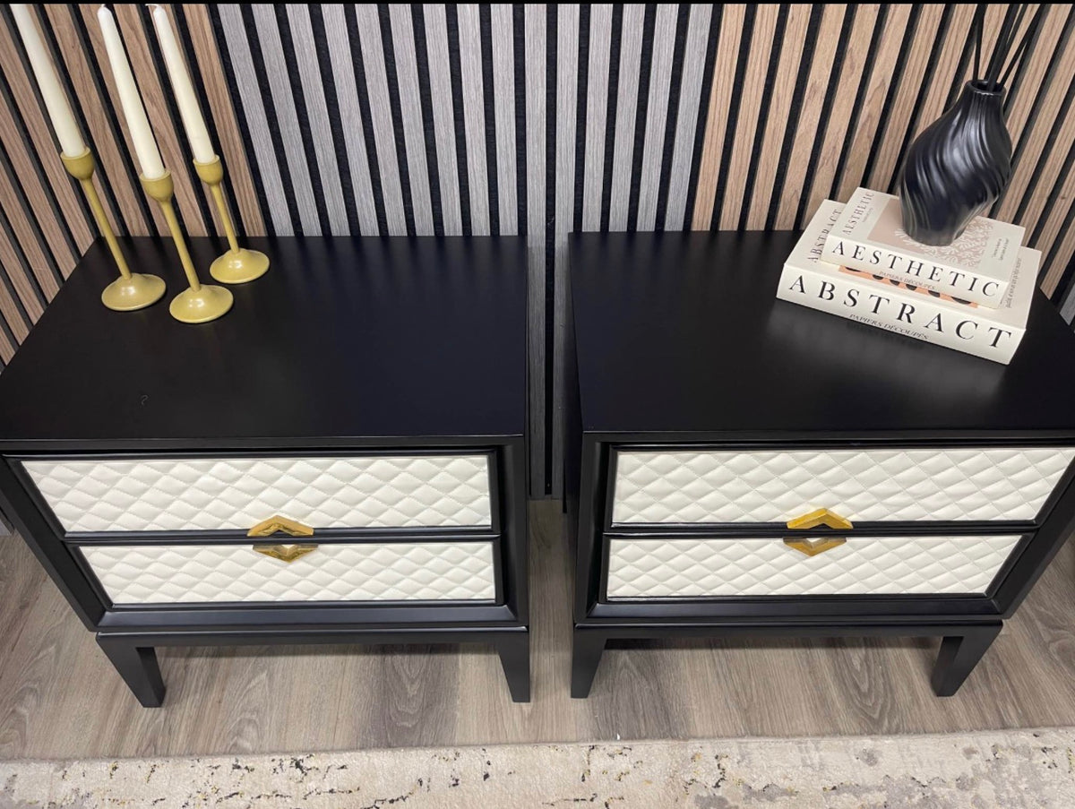 Black And White Bedside Tables x2