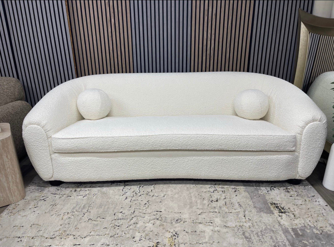 White Boucle 3 Seater Sofa
