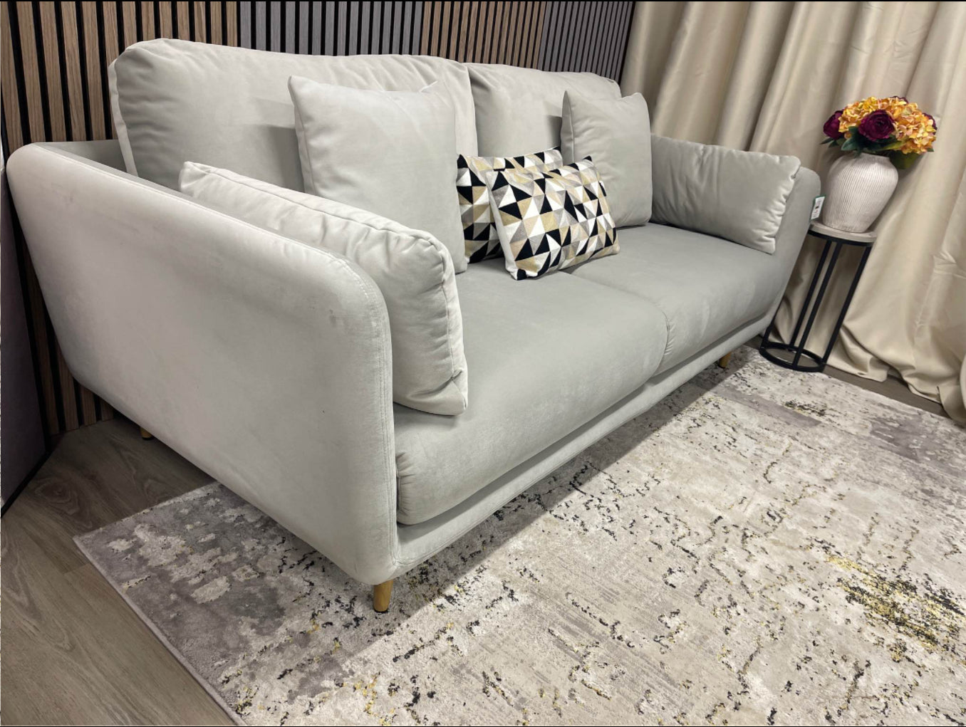 Dove Grey Velvet 3 Seater Sofa