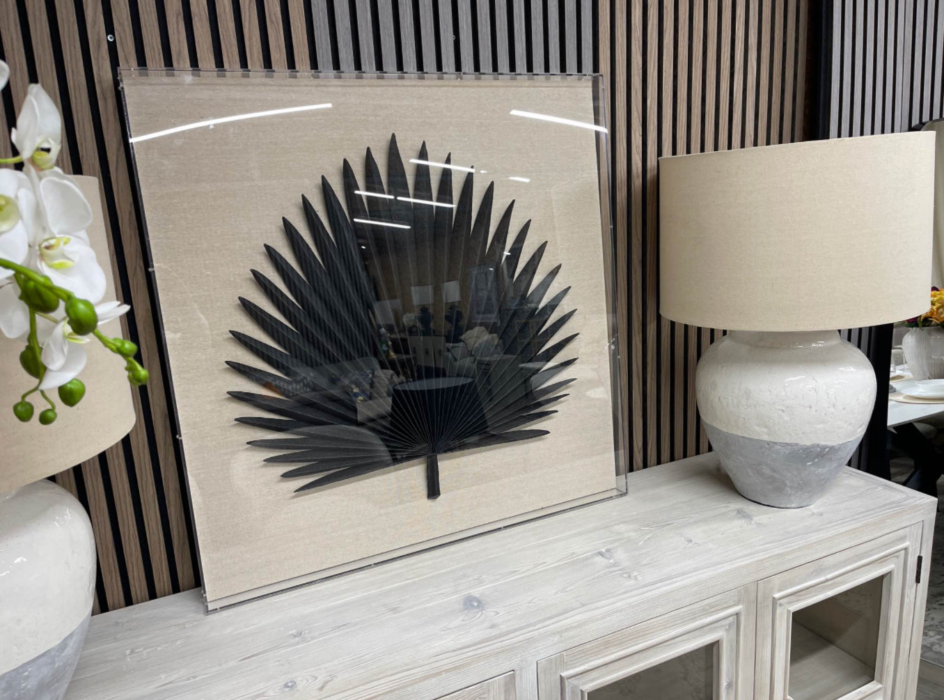 Black Palm Leaf Box Wall Art