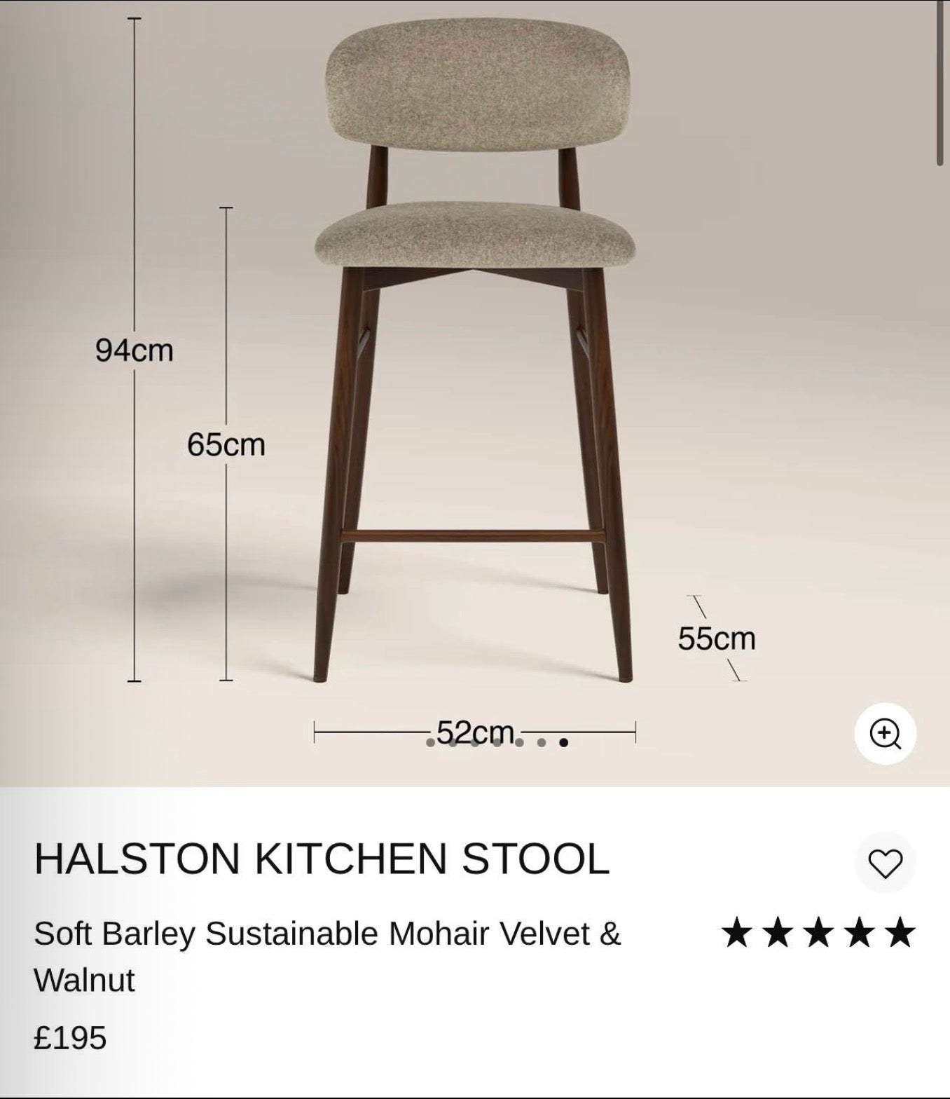 Halston Mohair Velvet Latte Kitchen Stools x3
