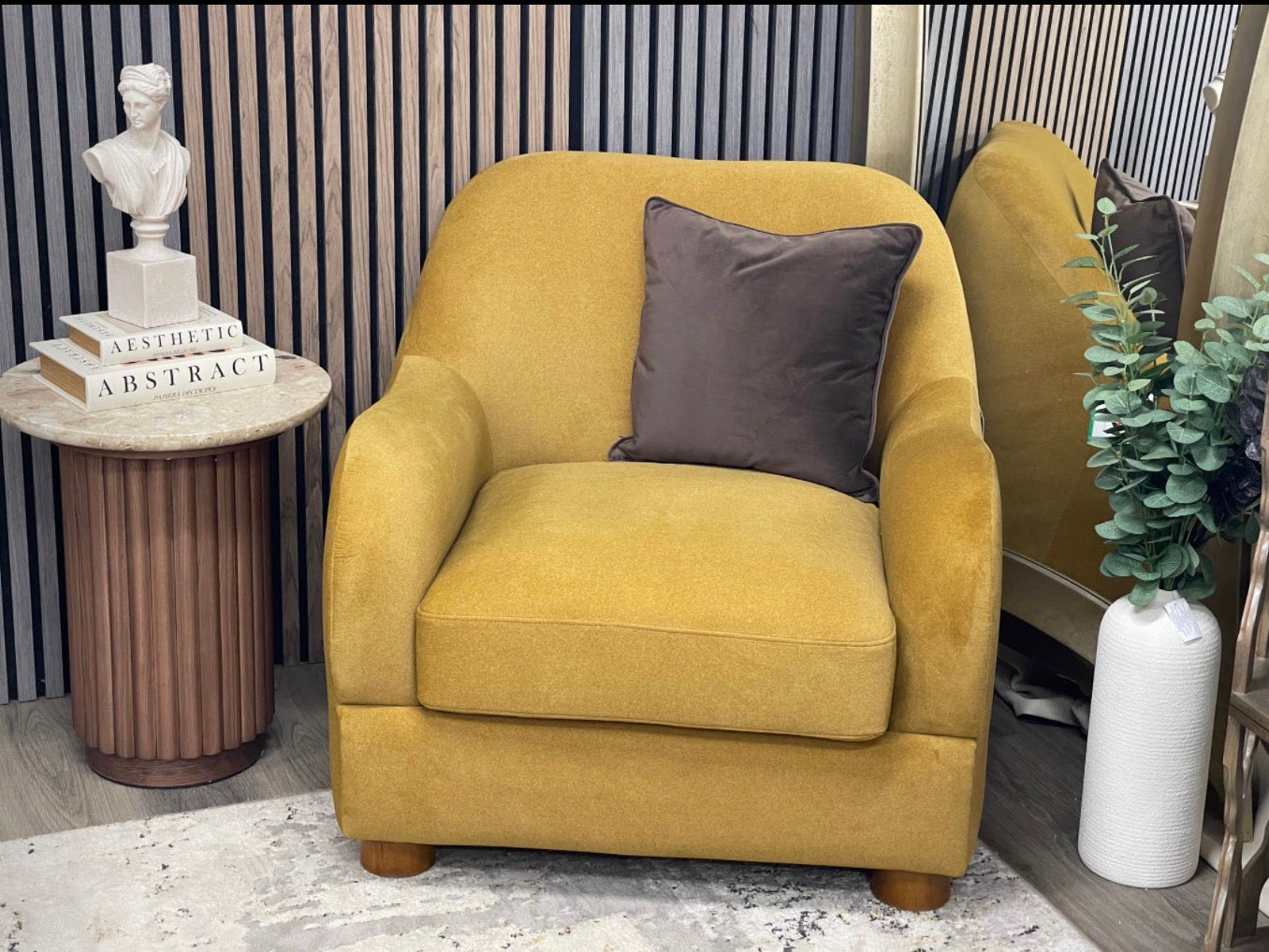 Mohair Mustard Accent Chair