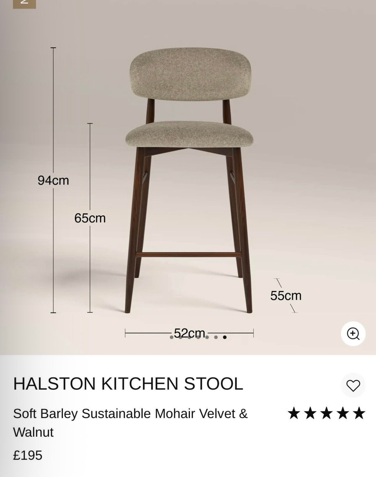 Halston Mohair Velvet Kitchen Stools X2