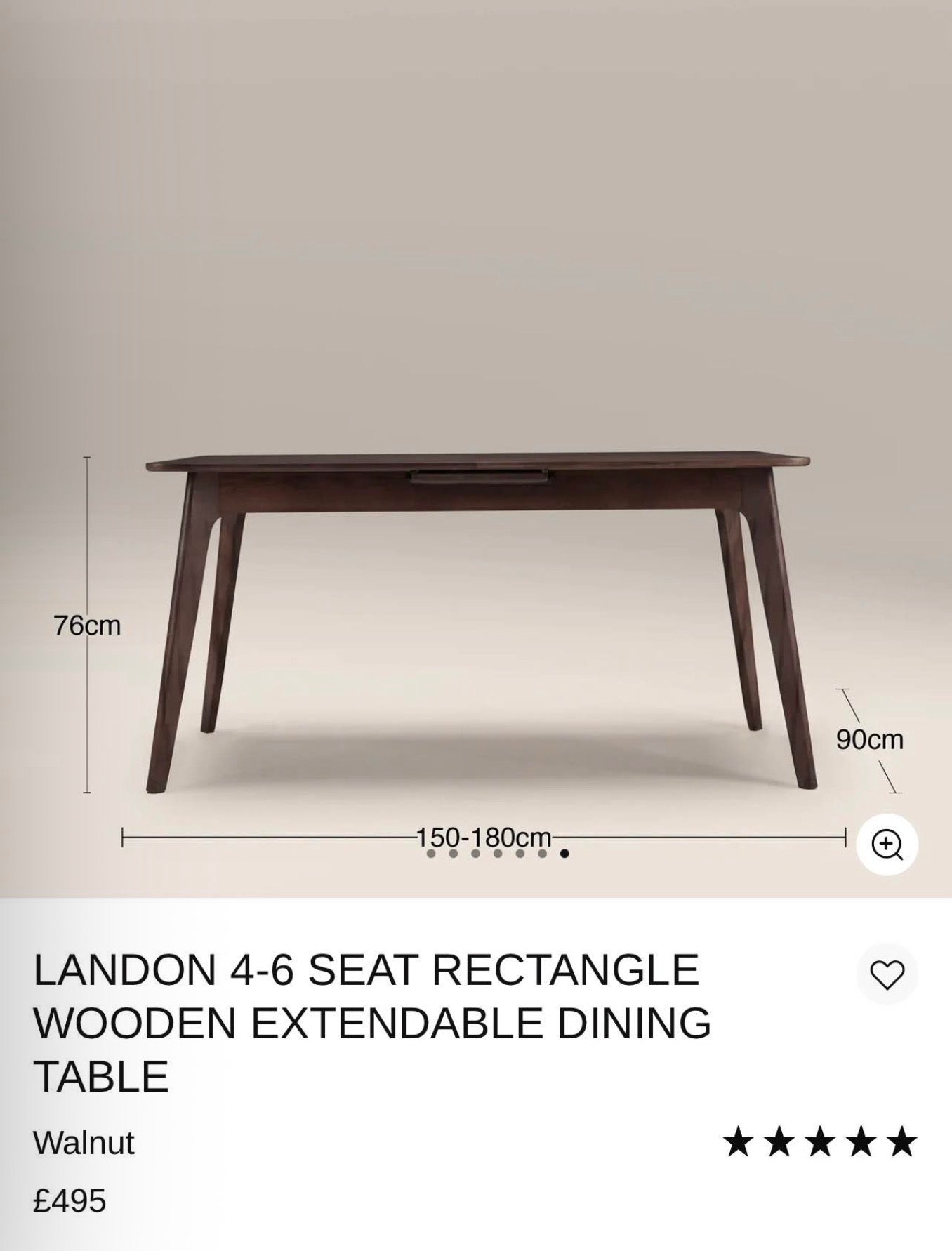 Walnut Extendable Rectangle Dining Table And 6 Faux Tan Leather Dining Chairs