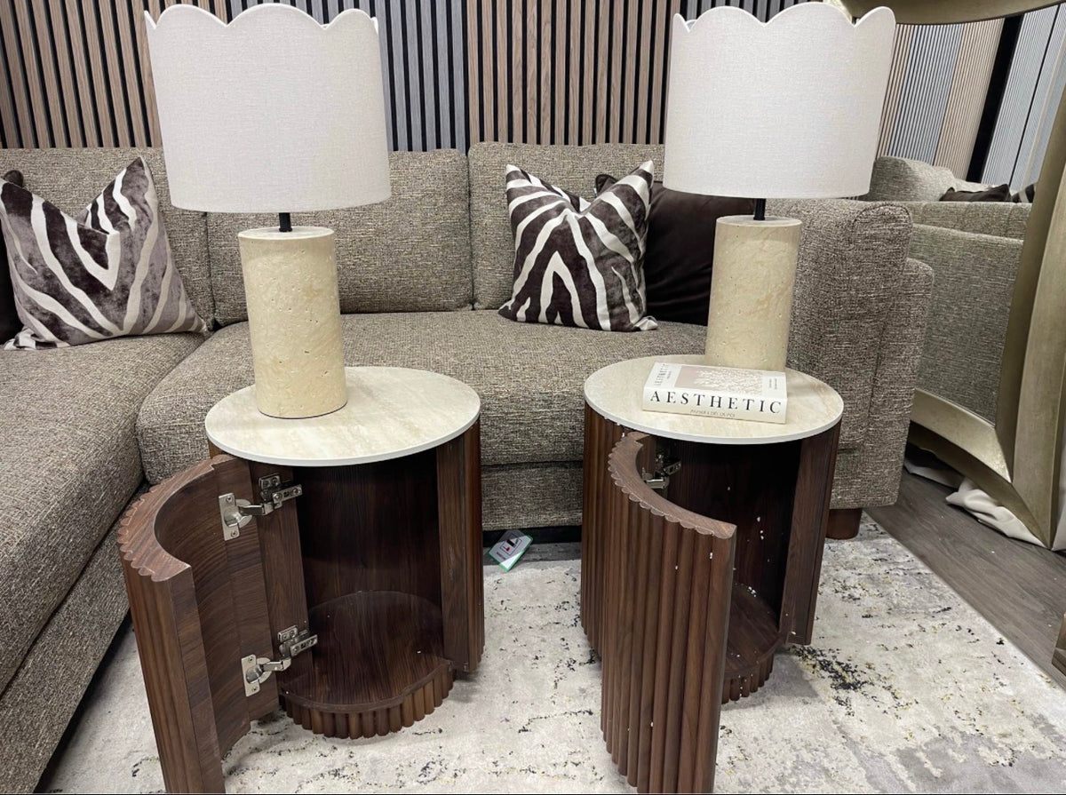 Set Of 2 Bedside Tables With Stone Top