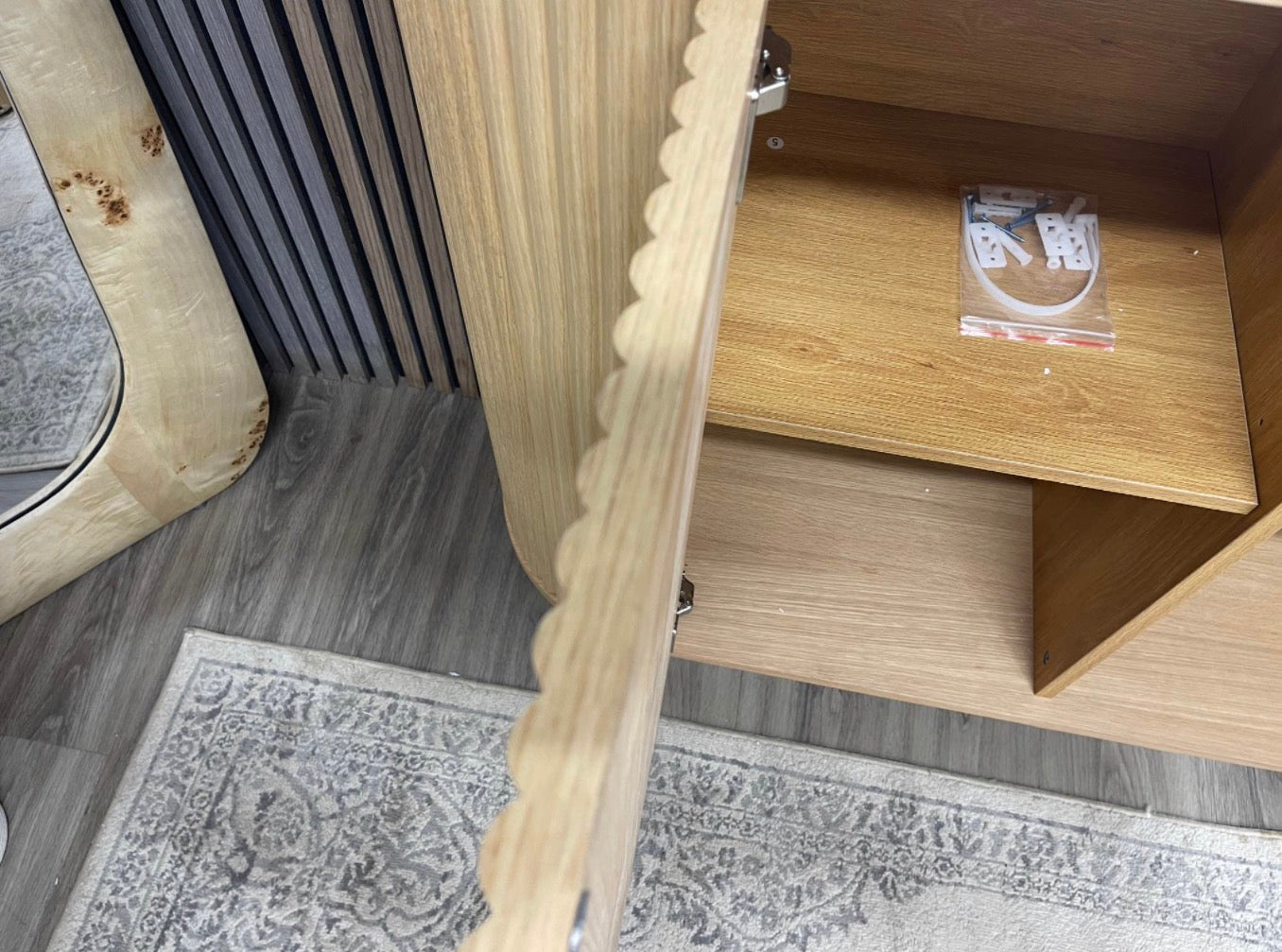Santana Natural Travertine Stone And Oak Sideboard