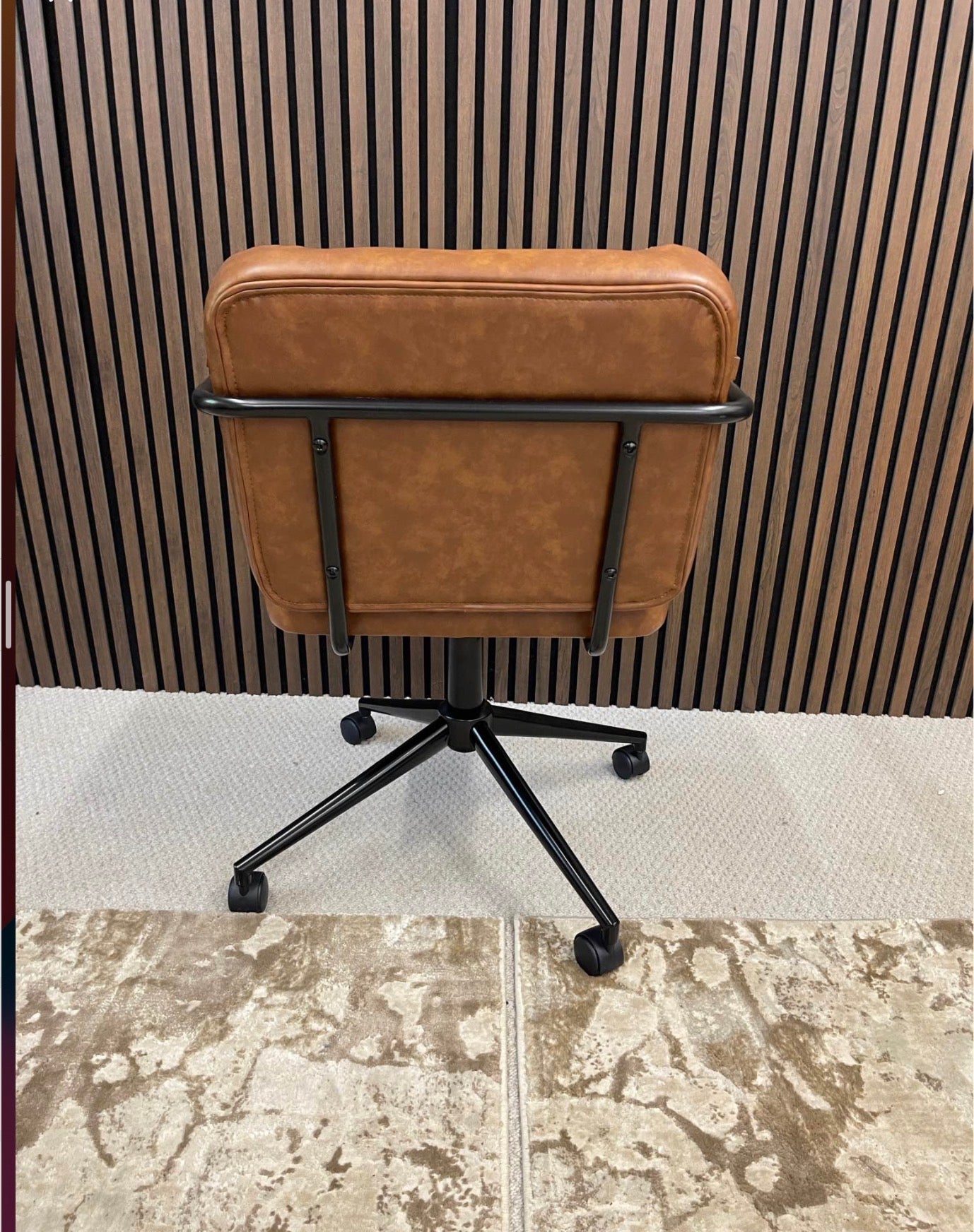 Vintage Tan Faux Leather Office Chair